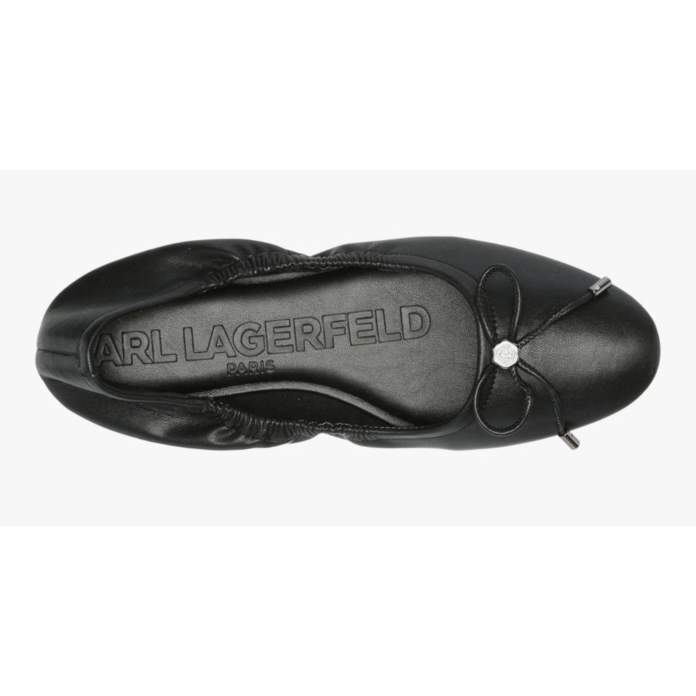 KARL LAGERFELD PARIS Women's Velma Almond Toe Ballet Flats Size 6.5 Black